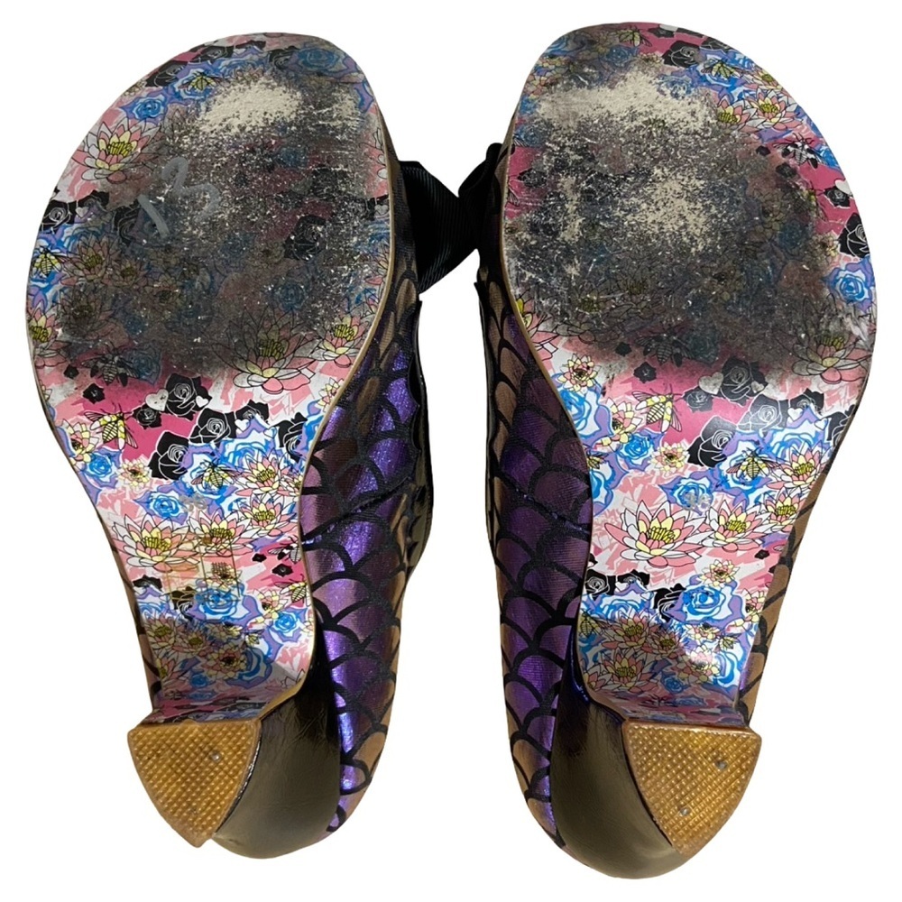 Irregular Choice Iconic Iridescent Purple Blue Black Mermaid Bow Heels - Picture 8 of 9